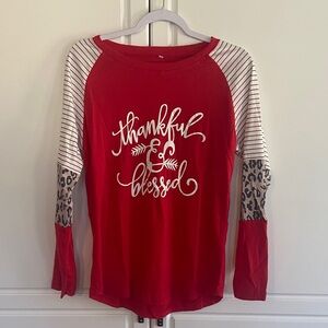 Thankful & Blessed Red Raglan Top